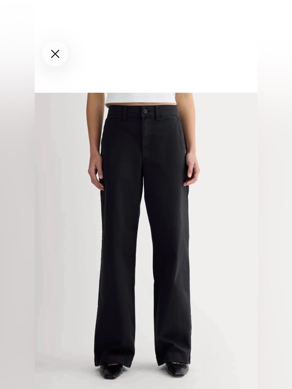 NWT Everlane Wide-Leg Organic Cotton Chino Pants 14 Black Relaxed Comfy Minimal